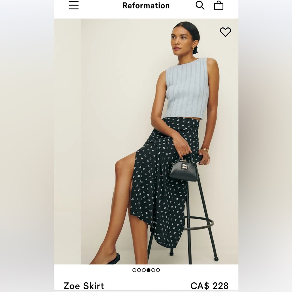 Reformation Petites Zoe Skirt Eliza - Size 0P
